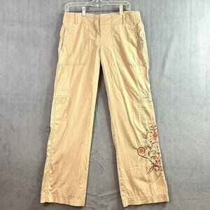 Metro 7 Missy 100% Cotton Casual Pants Embroidery Womens Sz 6 lightweight spring